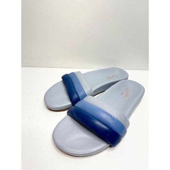 Seychelles Sandals Womens Size 9 Leather Low Key Blue Bright Slides - Picture 2 of 10